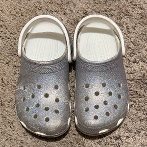 Silver Glitter Crocs